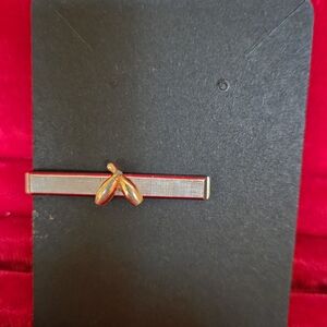 Gold-Tone Bar Tie Clip with Leaf Accent - Women Accessories